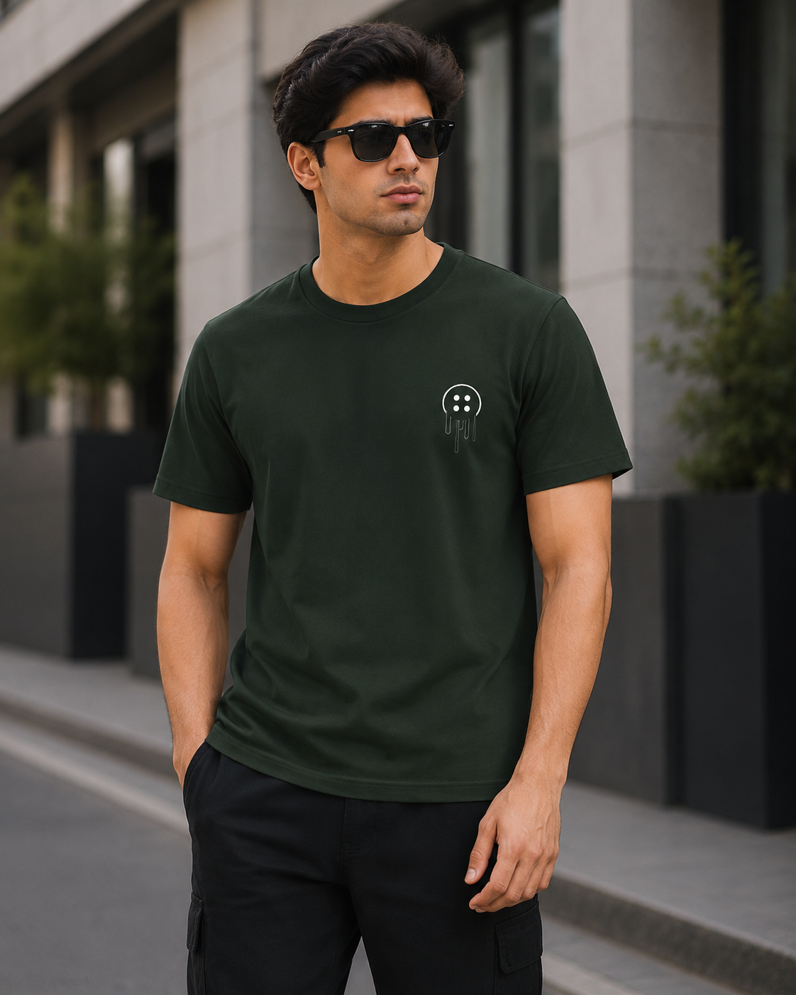 Dark Green Half-Sleeve T-Shirt